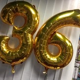 Balónek fóliový narozeniny číslo 6 zlatý 86cm
